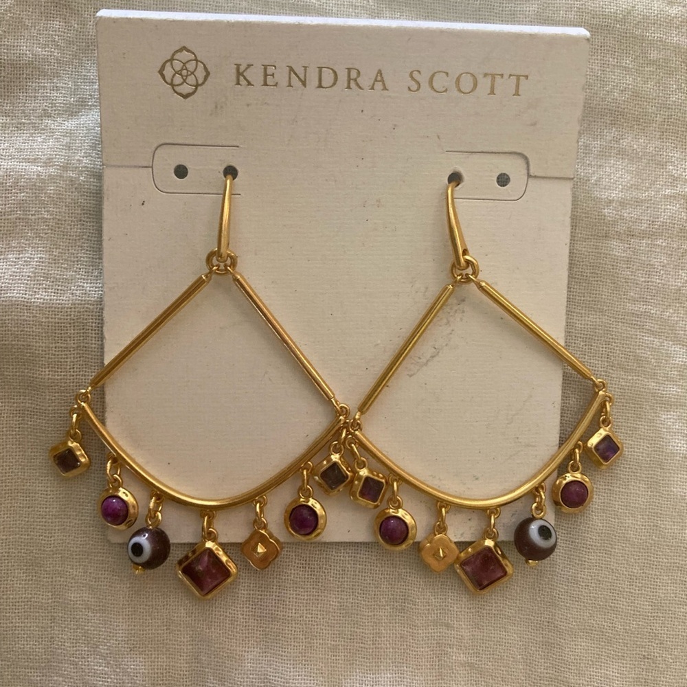 Kendra Scott Gemma‎ Beaded Evil Eye Glass  Chandelier Dangle Earrings